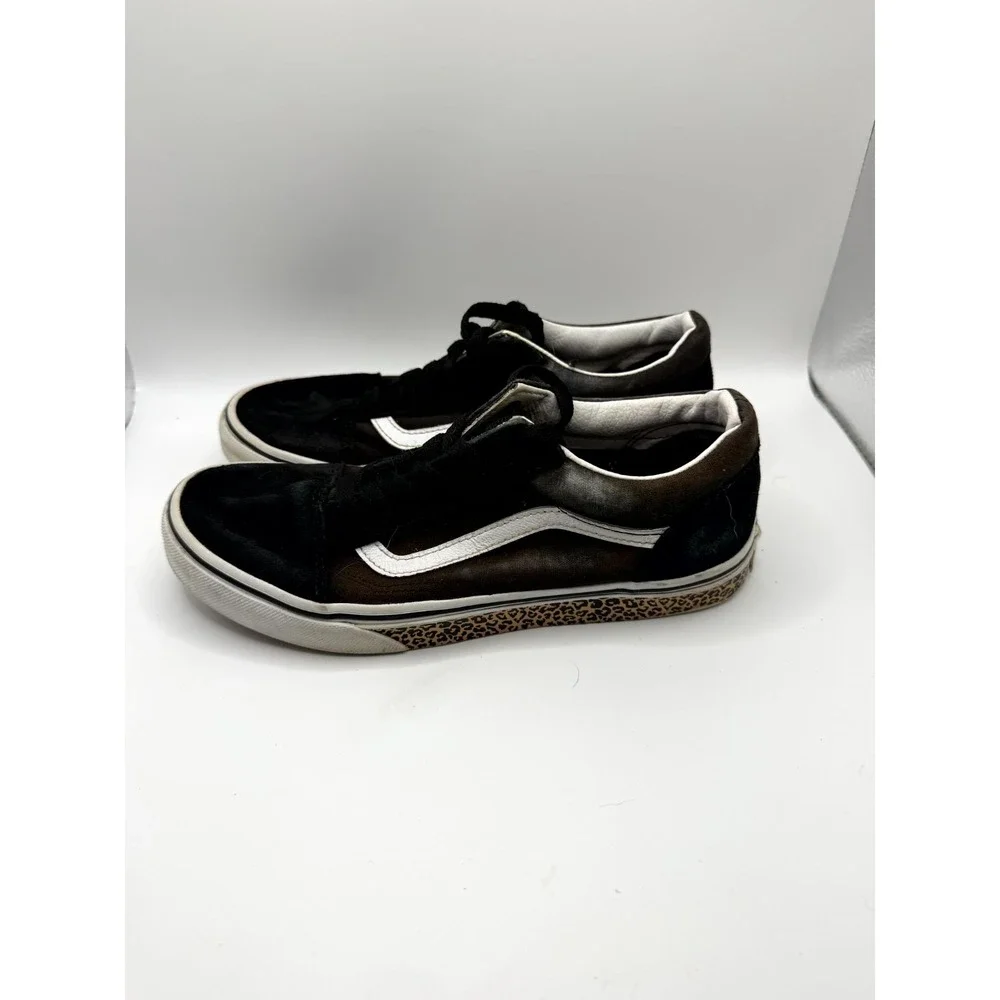 VANS Old Skool Leopard Sidewall Unisex Kids 5 Sneaker Black Low‎ Top Skate Shoes